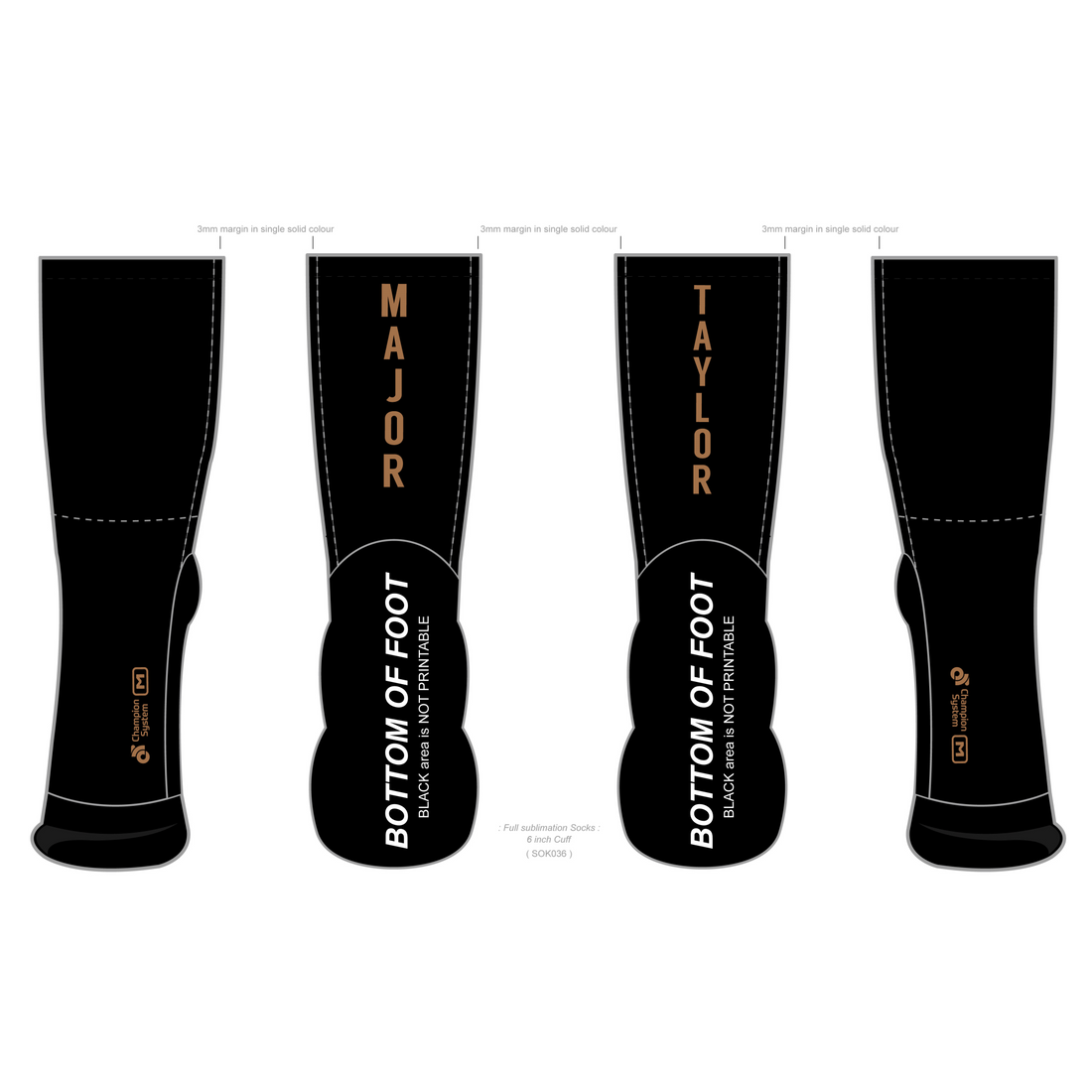 Sublimated Sock 6 Inch